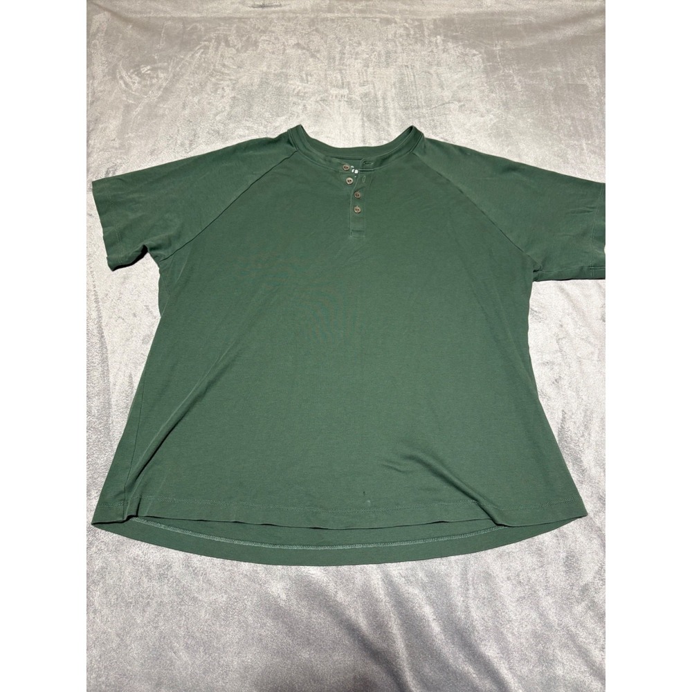 Artefact Mens XL Green Short Sleeve 1/4 Button Pima Cotton Shirt MGK10893